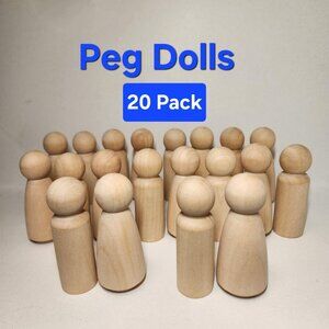 LARGE 20 Peg Dolls Craft Supplies 3.5" Tall Wedding Cake Toppers Woodpeckers Unf